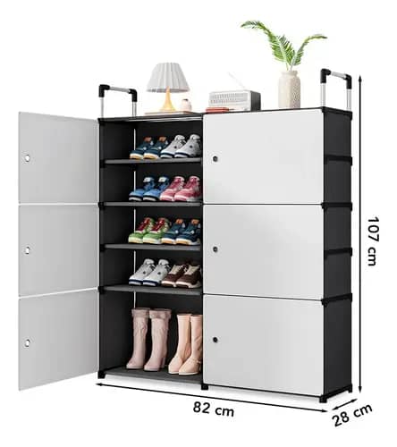 6-DOOR FABRIC SHOE CABINET